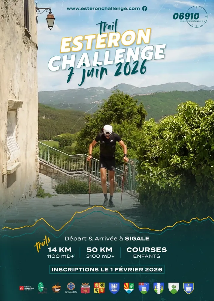 Affiche 2026 de l'Esteron Challenge, trail au départ de Sigale